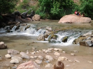 Preparing to splash around with the kids in the Virgin River. 